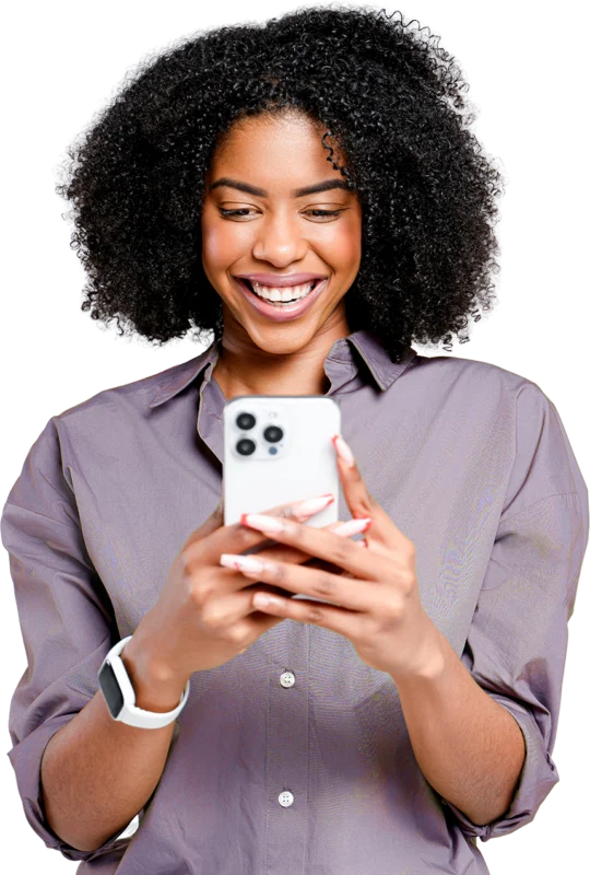 Vrouw met smartphone en smartwatch